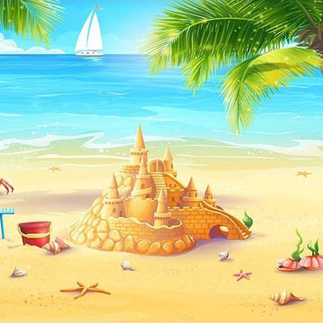 Beach Backdrop Ocean Backgrounds Blue Sky Backdrop G-491 - iBACKDROP-Beaches Lakes Waterfalls Beach Backdrop, Blue Backdrop, Cloud Backdrop, Ocean Backdrop, Scenic Backdrops, Sky Backdrop